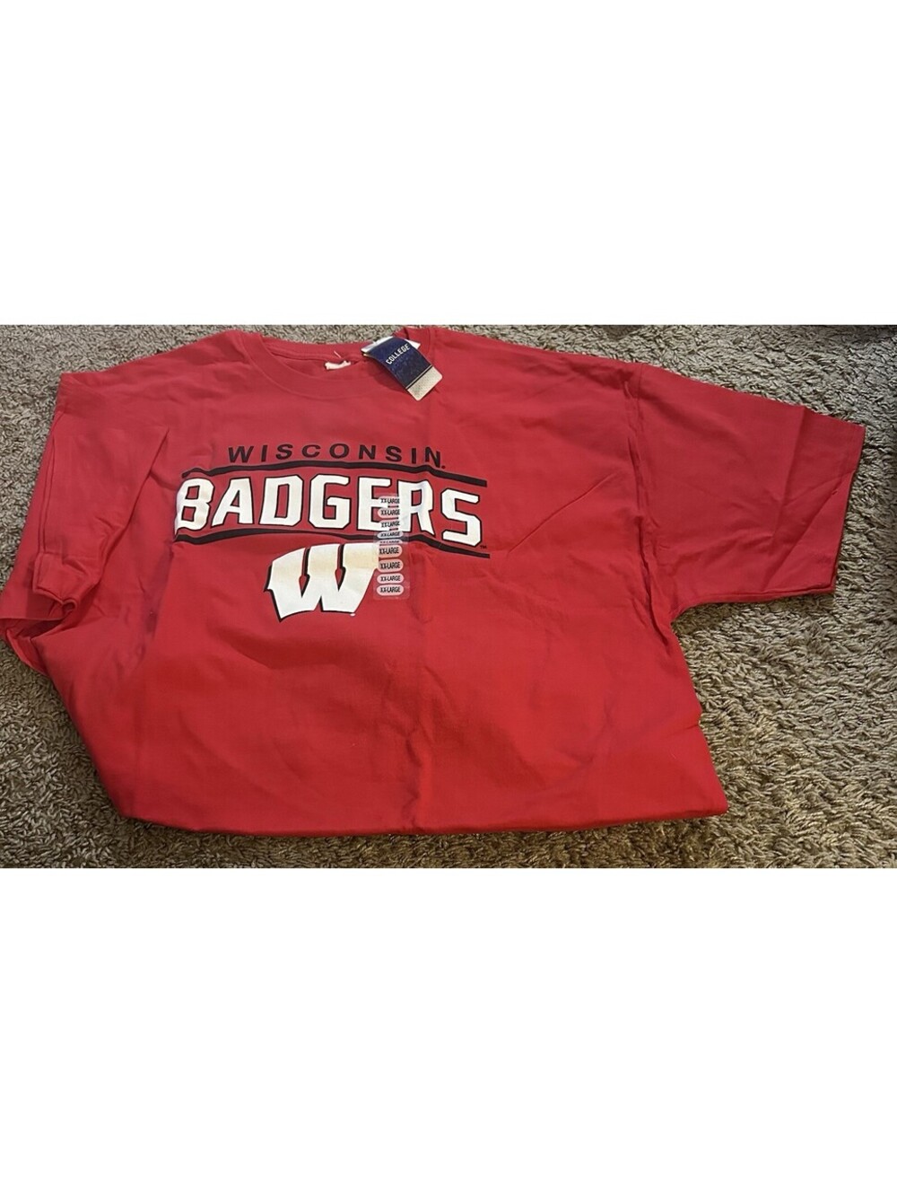 Gildan Heavy Cotton Wisconsin Badgers Long Sleeve T Shirt RED In Size XL